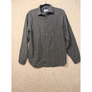 Old Navy Everyday Shirt Mens Medium Gray Linen Blend Long Sleeve Panther